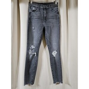 MOTHER Gray Distressed Ankle Jeans